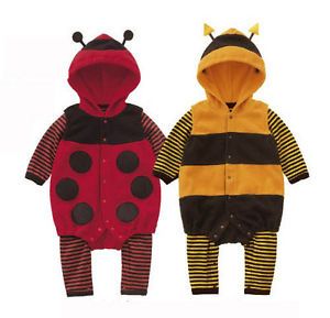 Baby Toddler Fleece Ladybird Bee Costume Fancy Dress Romper Outfit 0 24M