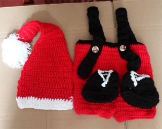100 Hand Knitted Baby Christmas Costume Santa Claus Photo Photography Props