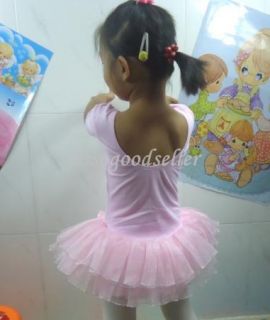 Girl Dance Party Leotard Ballet Tutu Dress Costume Short Sleeve Fairy Skirt 2 7Y