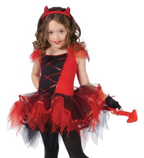 Kids Girls Devil Tutu Ballerina Halloween Fancy Dress Costume