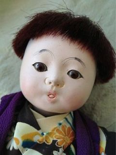 1930s 40s Japanese Ichimatsu Ningyo Gofun Boy Baby Doll