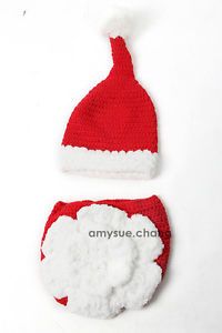 2pcs Baby Infant Girls Christmas Hat Cap Pants Crochet Photo Prop Outfit Clothes