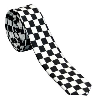 Checkered Skinny Tie 2 Tone Ska Punk Rockabilly Retro Costume 80s Mod 60s Cool
