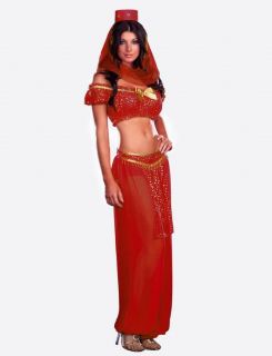 Genie Jasmine Aladdin Princess Adult Costume Fancy Dress Arabian Belly Dancer