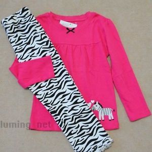 Girls baby toddler CLOTHING 2 Piece cotton suit Long sleeves t shirt Pants Zebra