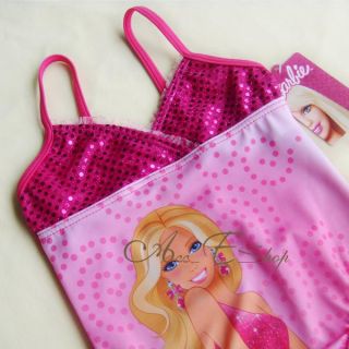 Girls Sz 2 7Y Barbie Princess Paillettes Swimsuit Swimwear Bathing Swim Costume