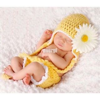 Baby Infant Newborn 9M Knit Crochet Chrysanthemum Costume Photo Prop Outfits