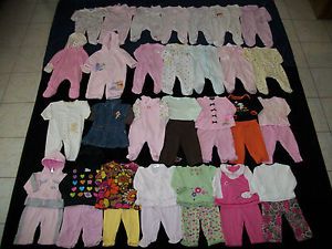 Baby Girls Clothes Outfits Sleepers Lot of 40 Size 6 9 Months Fall Winter