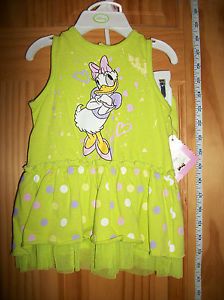 New Disney Baby Clothes 6 9M Daisy Duck Newborn Dress Set Hanger Green Bloomers