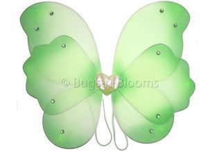 Butterfly Wings Fairy Costume Green Layered Tinkerbell Girls Toddler Dress Up