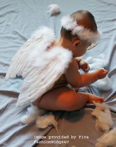 6 12mo Baby Tots Costume Feather Angel Wings Free Halo Bonus Photo Frame