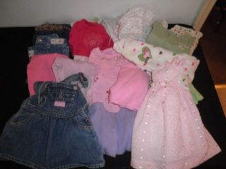 Baby Girl Newborn Lot 19 Piece Mixed Clothes OshKosh Dress Pants Shirts 6 9 Mths