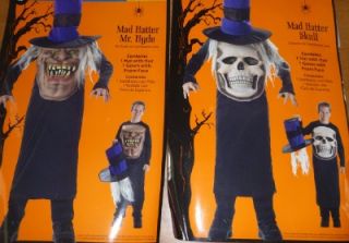 Boys Mad Hatter Mr Hyde Skull Costume Size 10 12 Dress Up Hat Foam Face