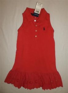 New Polo Ralph Lauren Toddler Girls Ruffle Dress Outfit Clothes Set Sz 4 4T