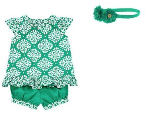 Gymboree The Green Scene Toddler Girls Outfit Clover Print 2 PC Accessories