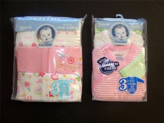 New Baby Girl Gerber Newborn 0 3 6 Months Clothes Onesies Sleep Play Sleepwear
