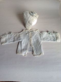 Wonderful Antique Early 1900's Child Baby Doll Jacket Matching Hat