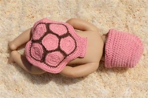 New Handmade Baby Crochet Knit Tortoise Hat Turtle Costume Photo Prop Pink Brown
