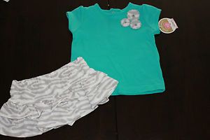 New Baby Girls Zebra Sunflower Shirt Top Tee Skirt Outfit 2 PC Set Clothes 0 3M