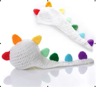 Colorful Dinosaur Baby Photography Prop Dinosaur Crochet Knit Beanie Hats Caps