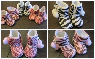 Wild Baby Girl Safari Animal Print Winter Boots Crib Shoes Pink Zebra Cheetah