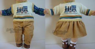Doll Clothes Fits Bitty Baby Twins 5 PC Matching Boy Girl Train Sets