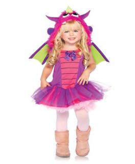 New Girl's Purple Dragon Dress and Wings Outfit Kids Toddler Halloween Costume