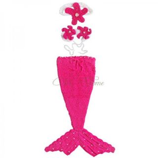 Little Mermaid Infant Baby Girls Outfit Crochet Knit Tail Costume Photo Props