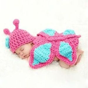 Popular Baby Girls Newborn 0 9M Knit Crochet Butterfly Clothes Photo Outfits