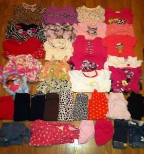 Lot OshKosh Baby Girl Spring Clothes Outfits Shirts Pants Overalls Sz 18 Months