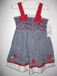 Toddler Girls Dress Size 2T BT Kids Black Check Red Strawberry Spring Summer