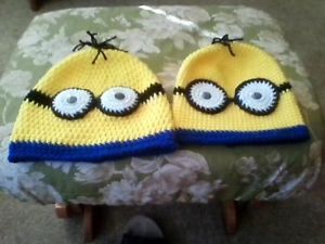 Handmade Despicable Me Halloween Costume Knitted Beanie Minion Childs Hat Size