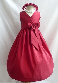 Apple Red Bridal Wedding Toddler Party Formal Gown Pageant Flower Girl Dress