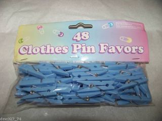 48 Baby Shower Favors Scatters Clothes Pins Blue Boy