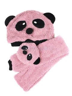 Cute Winter Cartoon Panda Pattern Warm Hat Scarf Set for Baby Toddler Unisex