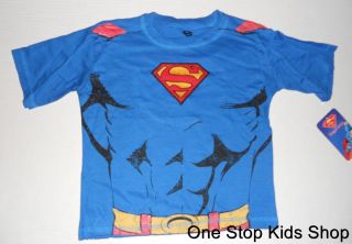 Batman or Superman Boys 2T 3T 4T Costume Shirt Short Sleeve Top Super Hero