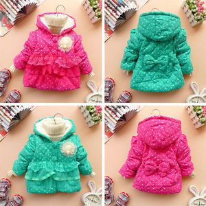 Baby Girls Polka Dot Clothes Kid Candy Color Winter Jacket Coat Outwear Clothing