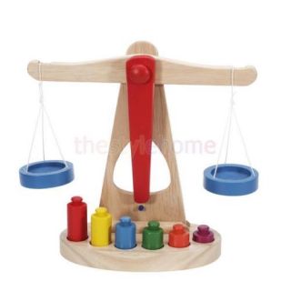 Children Kids' Educational Toy Balance Scale w Wooden Multicolor Weights New