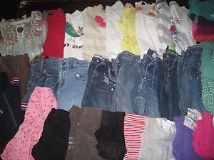 Huge Used Toddler Girls 4T 5T Fall Winter Jeans Outfits Clothing Lot