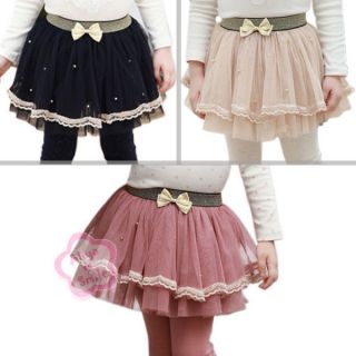 Girl Bow Tulle Skirt Cream Trim Dress Kids Layered Costume Clothing Sz 3 4 5 6 7