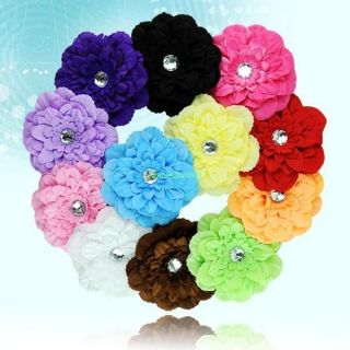 12 Pcs Peony Flower Baby Toddler Girl Hair Bow Clips