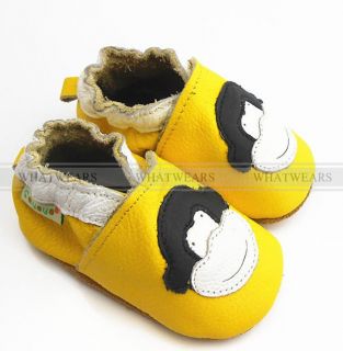 New Genuine Leather Baby Toddler Shoes Handmade Shoe Yellow A2006
