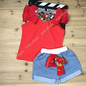 Girls Baby Kids Clothes T Shirt Shorts 2pcs Outfit Set 1 6Y Top Pants Dress TYB2