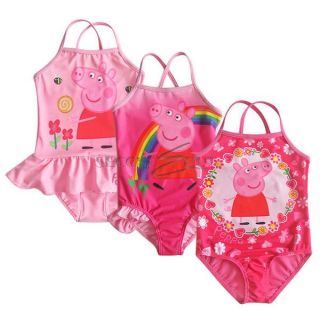Girl Flower Rainbow Peppa Pig Swimsuit Swimwear Bathing Suit Swim Costume Sz 2 6