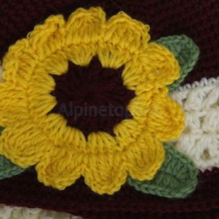 Maroon Handmade 7 12y Kids Girls 70 Wool Crochet Flower Beanie Hat Cap Photos