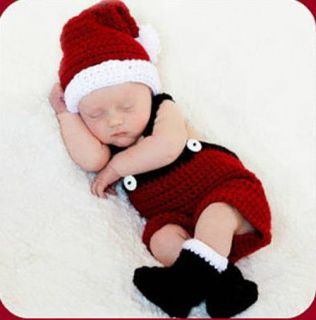 Newborn Baby Infant Christmas Knit Crochet Costume Photo Photography Prop NL89