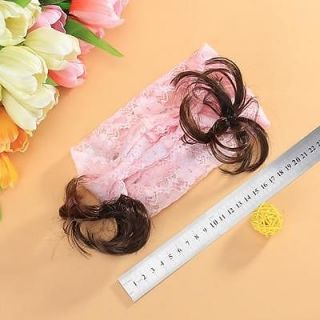Cute Baby Girl Lace Headband Hair Bow w Ponitail Pink