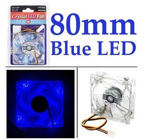 New Link Depot 80mm Bright 4 LED Blue PC Case Cooling Computer Fan 80 3 4pin