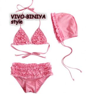 Girls Kids Size 2 6 Pink Ruffle Bikini Tankini Swimsuit Swimwear Swim Costume