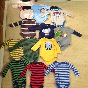 25pc Lot 3 6 6 9 Months Baby Boy Sleepers Pajamas Long Sleeve Onesies